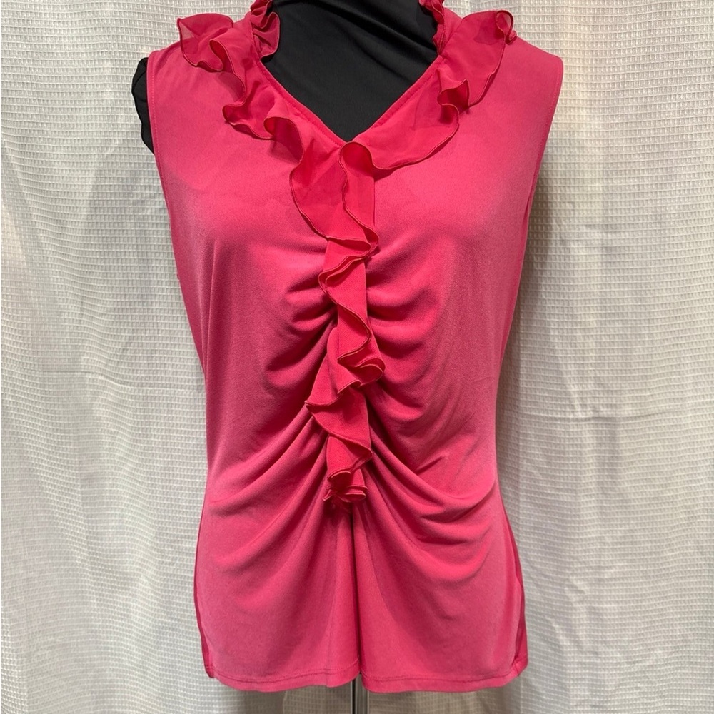 White House Black Market Fuchsia Ruffled Blouse